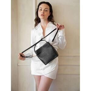 New ~ AOTA ~ Elena Croc Top Handle Bucket Bag